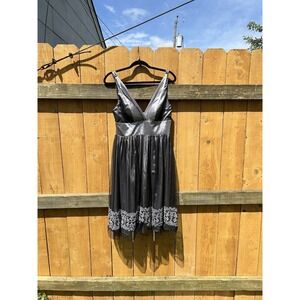 Night Way‎ Women's Sz 8 Silver with Black Tulle Beaded Gown Dress Vintage